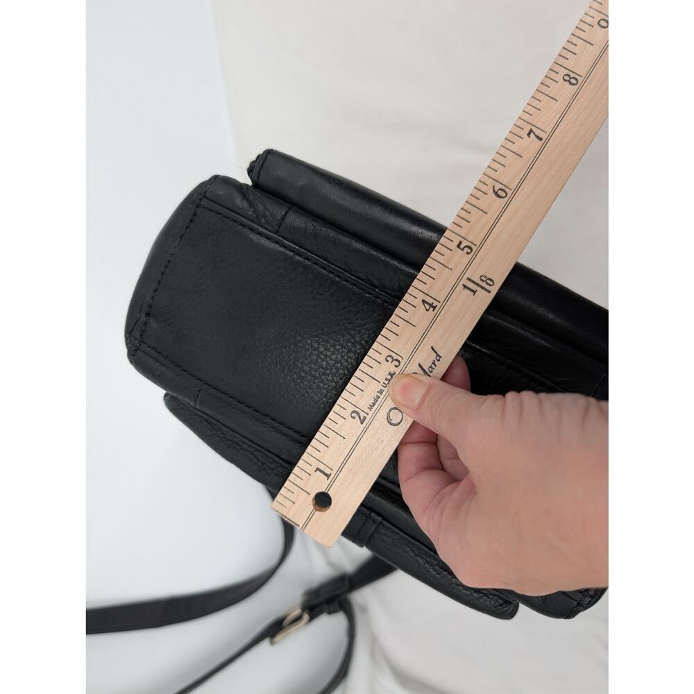 Fossil Black Leather Crossbody Bag #75082 Organizer Work Career Office ** - Picture 7 of 10